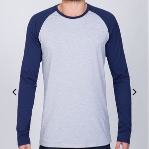 NWT 2Tall RAGLAN LONG SLEEVE TALL T-SHIRT (GREY/NAVY)